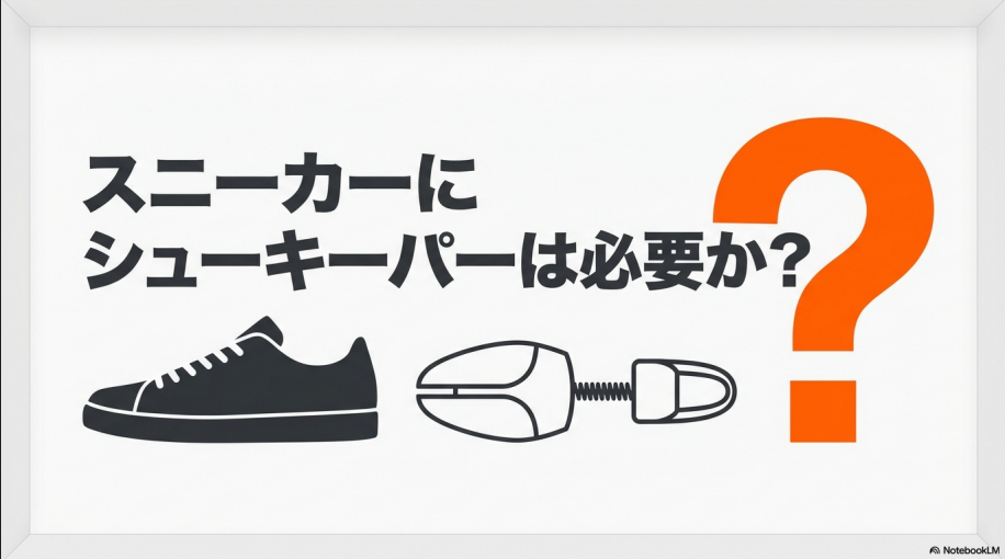 スニーカーにシューキーパーが必要かどうかを解説するガイドの表紙スライド