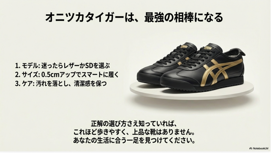 オニツカタイガーを最高の相棒にする3つの鉄則(まとめ)