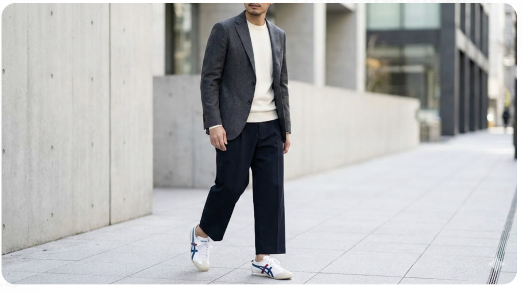 オニツカタイガーを履いたメンズコーデのイメージ画像