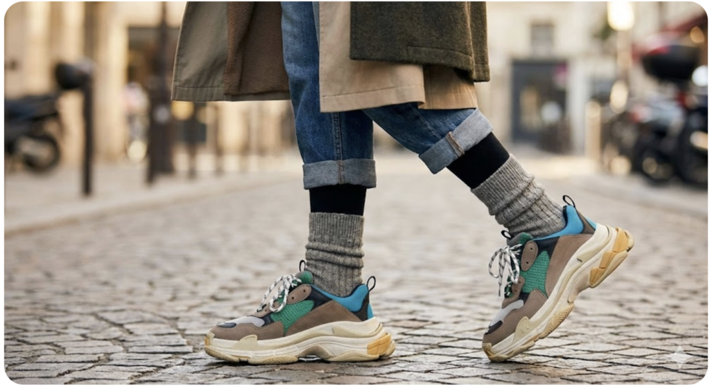 「スニーカーとタイツで垢抜ける」のイメージ画像