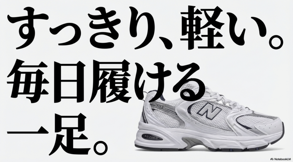ABZORBを搭載し、毎日履ける軽さとすっきりしたデザインを特徴とするニューバランス530の紹介