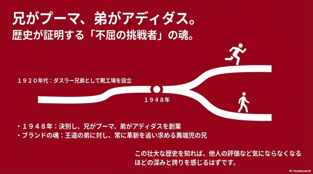 1948年に決別しプーマとアディダスを創業したダスラー兄弟の歴史年表