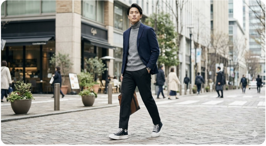 「コンバース厚底のメンズがダサいを防ぐコツ」のイメージ画像