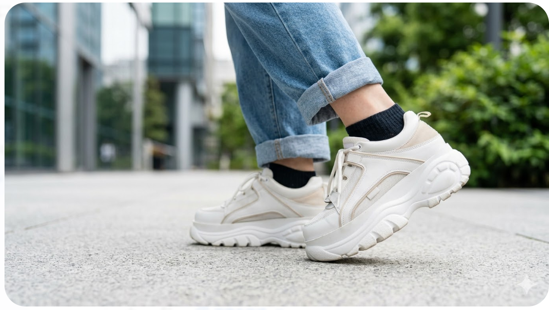 「厚底スニーカー かかと 脱げる」のキーワードをイメージした画像