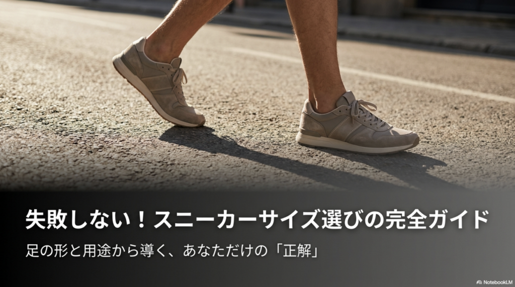 アシックスのスニーカー選びで失敗しないための完全ガイド。足の形と用途から導く正解の解説スライド。