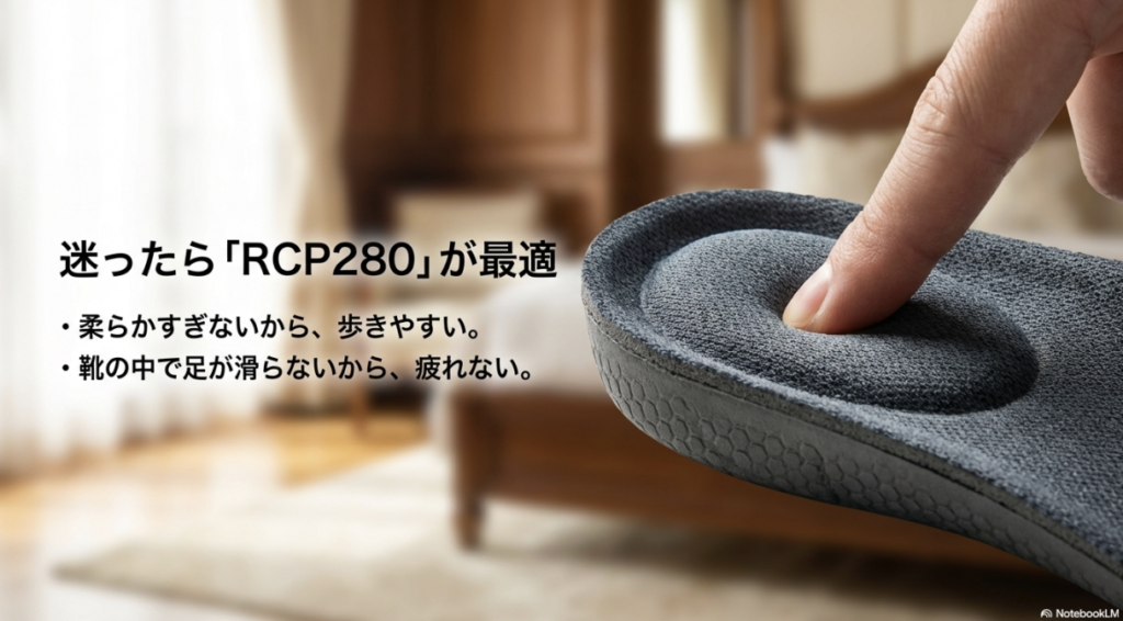 万能型のRCP280、薄型のRCP130、高反発型の特徴比較表