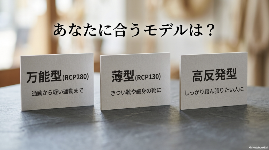 柔らかすぎず歩きやすい、滑りにくく疲れないRCP280の特徴解説