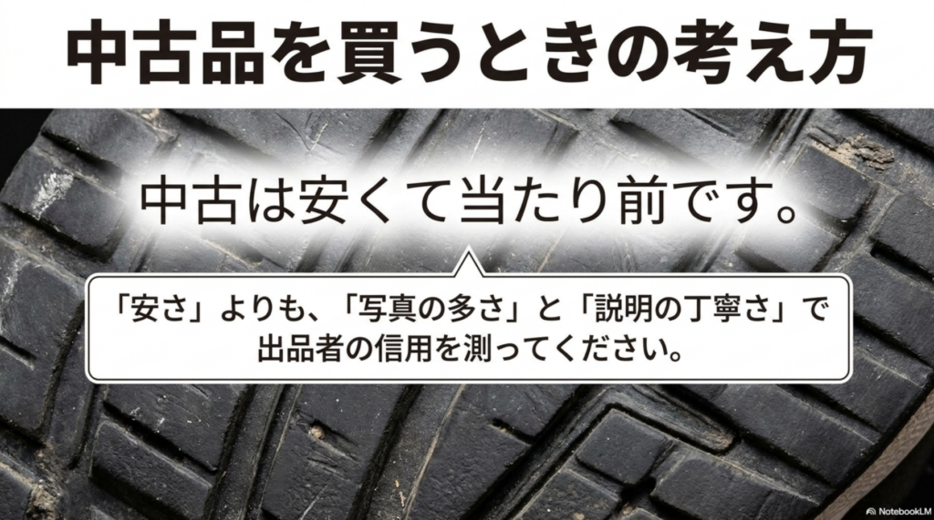 スピードキャットを中古で買う際の注意点：「安さ」よりも「写真の多さ」と「説明の丁寧さ」で出品者の信用を測る考え方の解説
