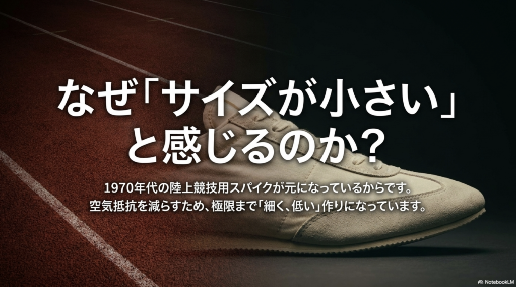 1970年代の陸上競技用スパイクをルーツに持つ、セラーノ特有の細くて小さめなサイズ感の理由