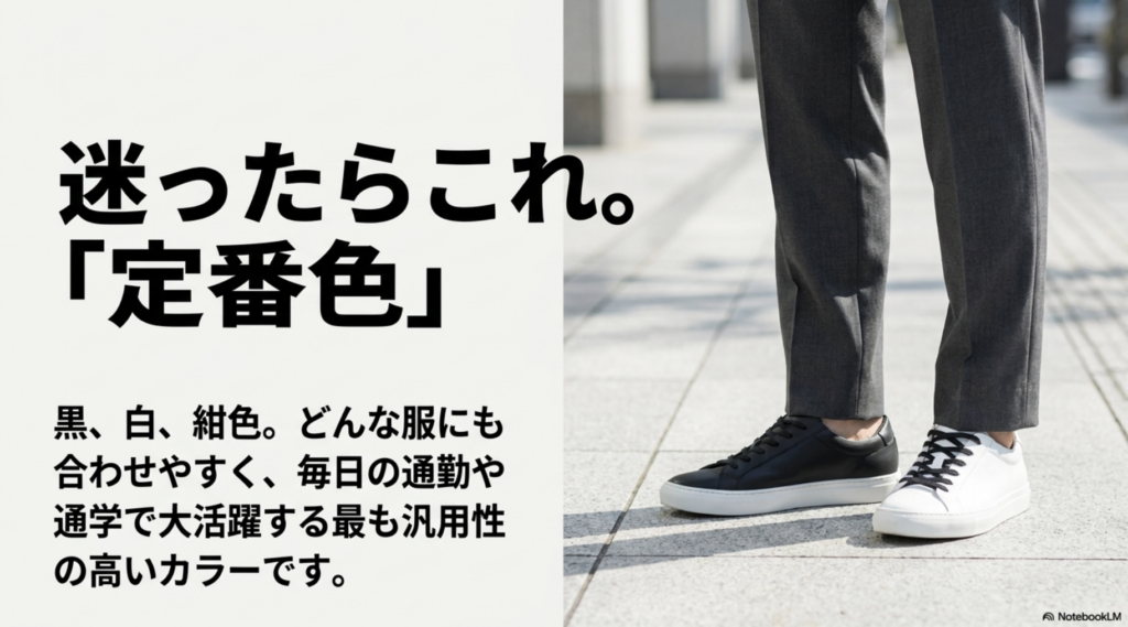 通勤や通学に最適なオニツカタイガー セラーノの汎用性が高い定番色（ブラック・ホワイト・ネイビー）