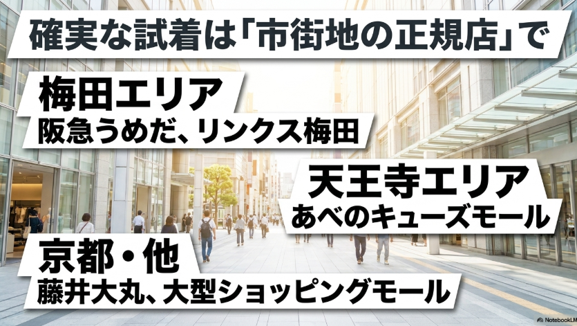 確実な試着ができる大阪など関西のオン正規取扱店