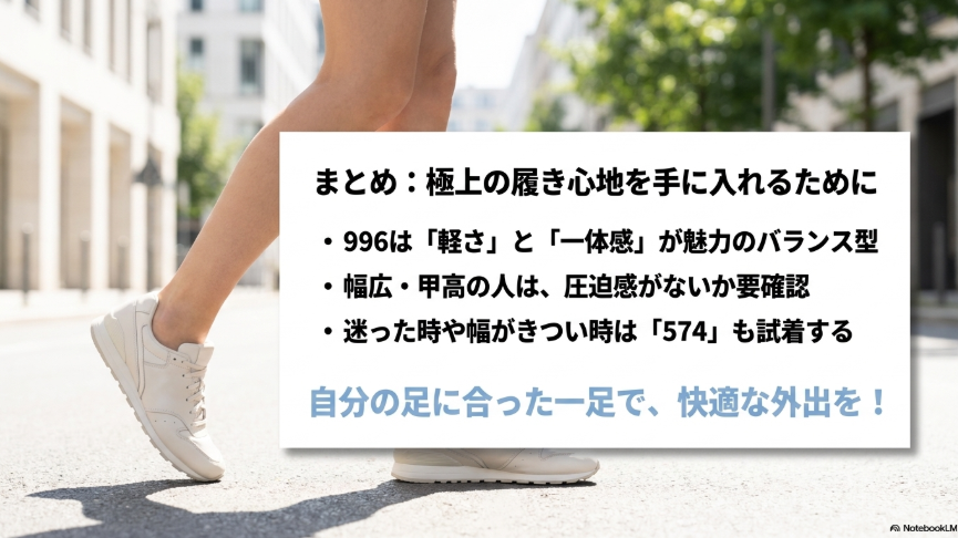 ニューバランス996の疲れにくい履き心地を手に入れるためのポイントまとめ