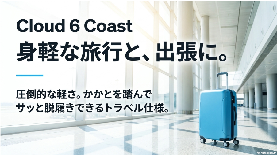 旅行や出張に軽量なCloud 6 Coastを提案するスライド