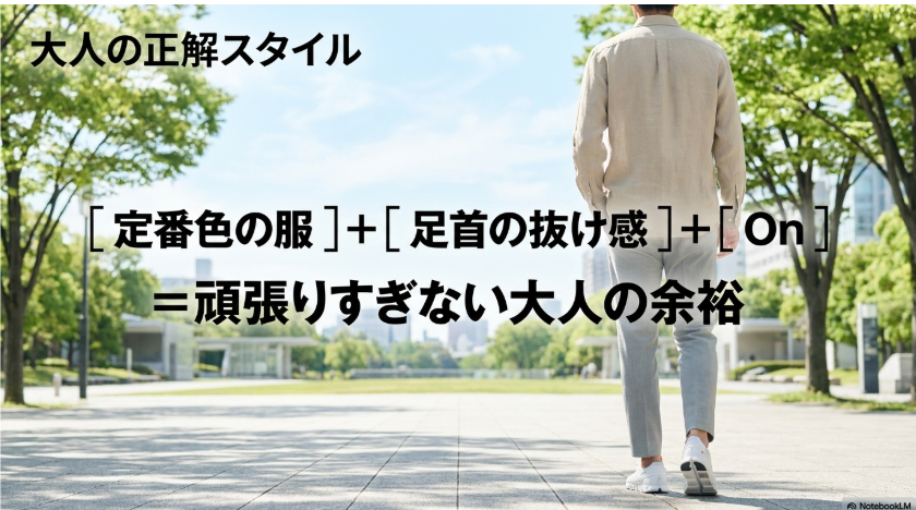 定番色の服と足首の抜け感でOnスニーカーを大人っぽく履くまとめ