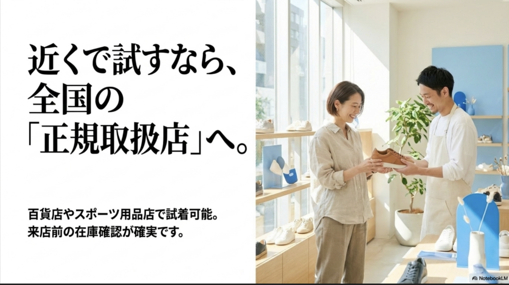 百貨店やスポーツ用品店など全国のOn正規取扱店で試着するイメージ