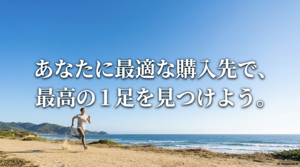 自分に合う購入先とOnスニーカーを選び快適に走る人のイメージ
